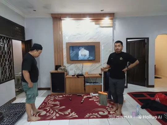 Mock Kung Fu Fight Simulated in Living Room – AI Generated Video | Hailuo AI