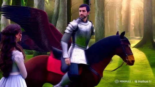 Knight Kisses Princess in Enchanted Forest – AI Generated Video | Hailuo AI