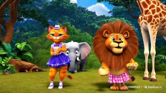 Lion and Cat Dance in Western Attire in the Jungle – AI Generated Video | Hailuo AI