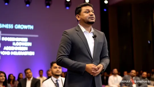 Business Leader Inspires Audience at High-Profile Summit – AI Generated Video | Hailuo AI