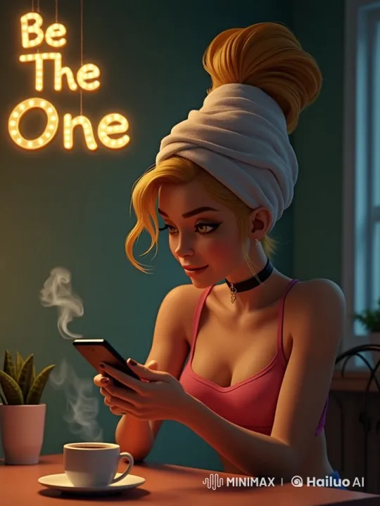 Lady Laughs and Stretches in Cozy Coffee Room – AI Generated Video | Hailuo AI