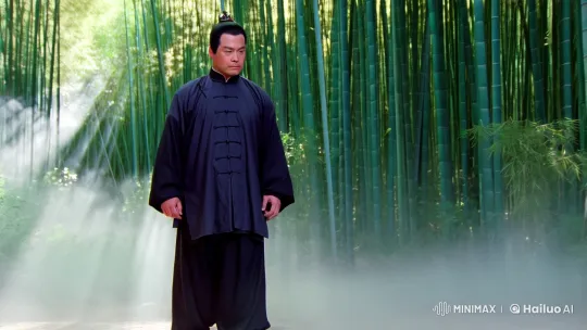 Kungfu Master Demonstrates Skill in Bamboo Forest – AI Generated Video | Hailuo AI