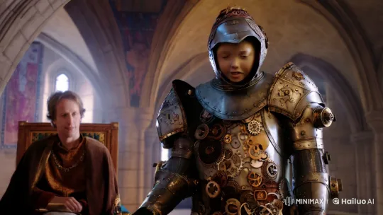 Medieval Knight AI Android Protects the King in Steampunk Grandeur – AI Generated Video | Hailuo AI