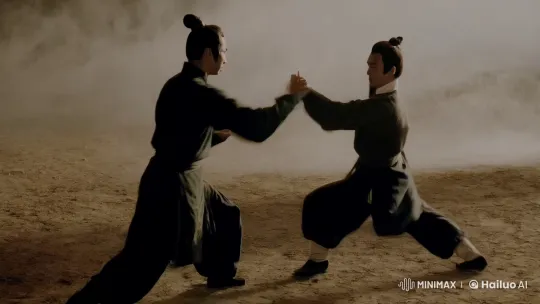 Aesthetic Kung Fu Duel in Misty Atmospheric Setting – AI Generated Video | Hailuo AI