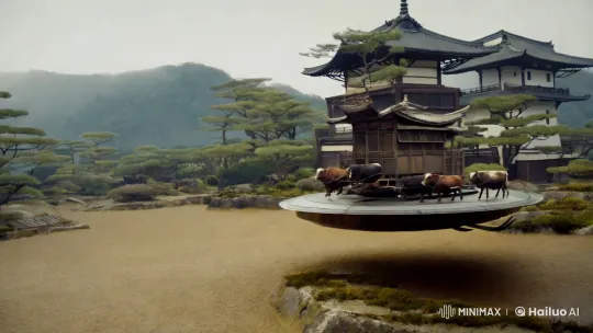 Edo Period Meets Futuristic Hovercraft in Japanese Film Scene – AI Generated Video | Hailuo AI
