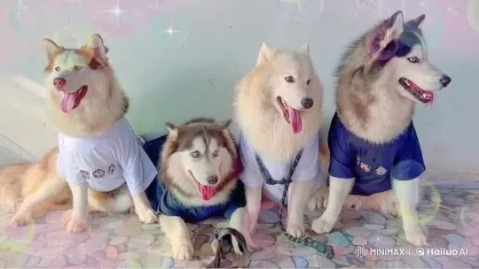 Husky Pups Playfully Mimic Kung Fu on Patio – AI Generated Video | Hailuo AI