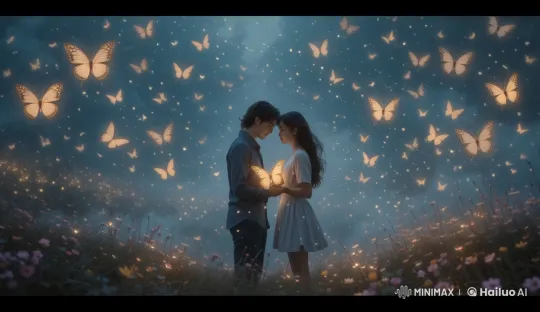 Lovers Exchange Letters in Enchanted Butterfly Field – AI Generated Video | Hailuo AI