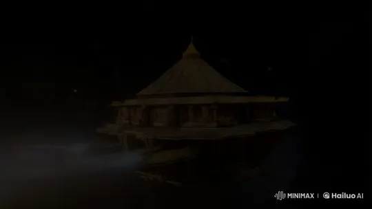 Grand Temple Spaceship Soars Through Cosmic Majesty – AI Generated Video | Hailuo AI