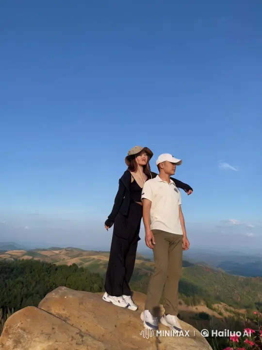Couple Performing Synchronized Kung Fu on Rock – AI Generated Video | Hailuo AI