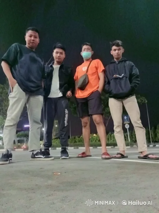 Four Young Men Enjoying Night in Nearly Empty Parking Lot – AI Generated Video | Hailuo AI