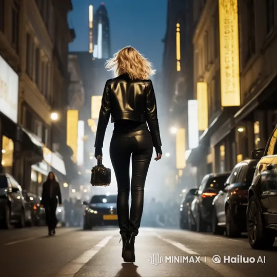 Stylish Woman Struts Through Neon Cityscape in Live2D Animation – AI Generated Video | Hailuo AI