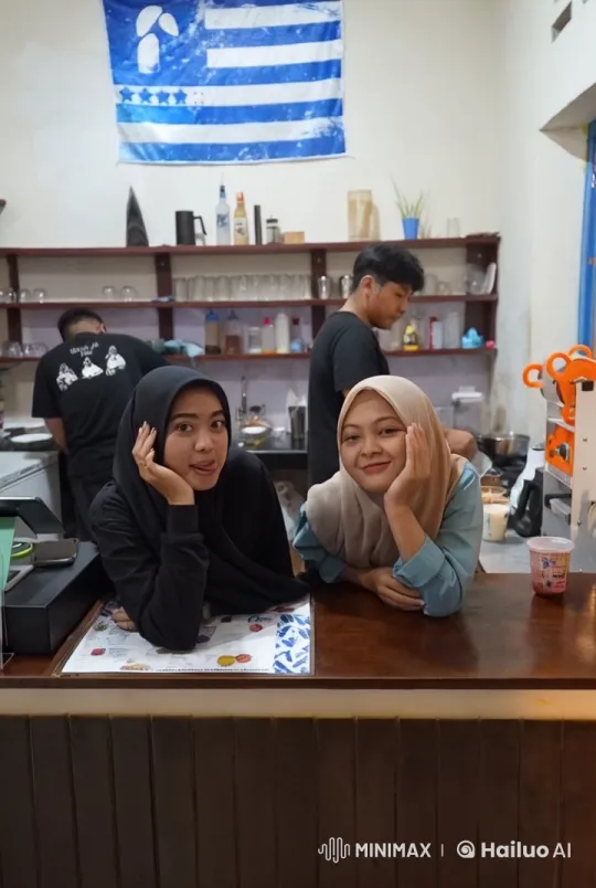 Female Fighters in Hijabs Engage in Kung Fu Battle at Café – AI Generated Video | Hailuo AI