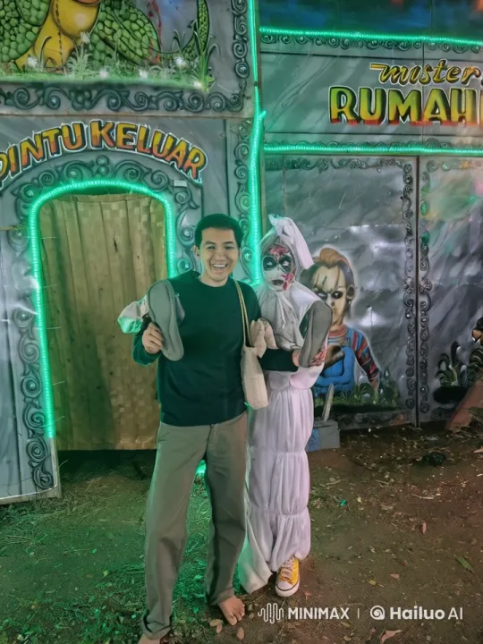 Martial Arts Duo Battles at Vibrant Amusement House – AI Generated Video | Hailuo AI