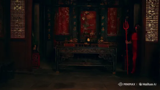 Chinese Room: Woman Transforms from Red Smoke Amidst Ethereal Ambiance – AI Generated Video | Hailuo AI