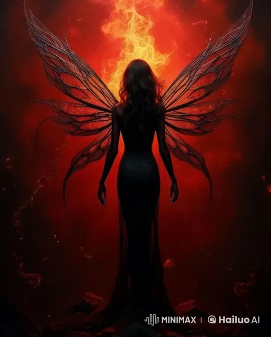 Dark Fairy Enchantment in Fiery Wonderland – AI Generated Video | Hailuo AI