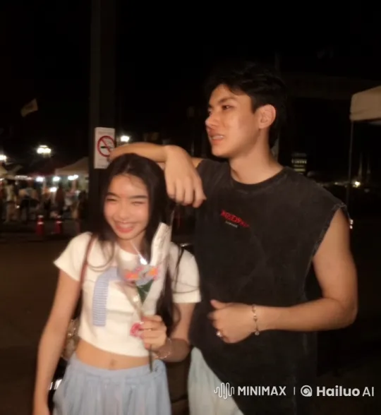 Young Woman Engages in Martial Arts at Lively Night Market – AI Generated Video | Hailuo AI