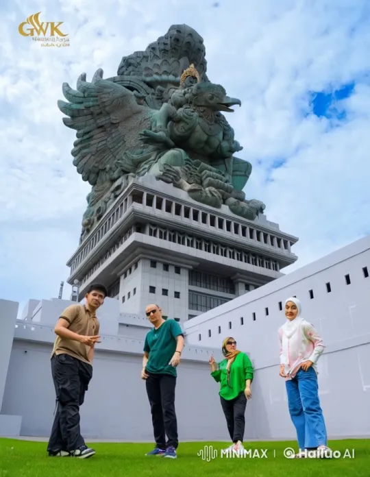 Martial Arts Performance at GWK Statue in Bali – AI Generated Video | Hailuo AI