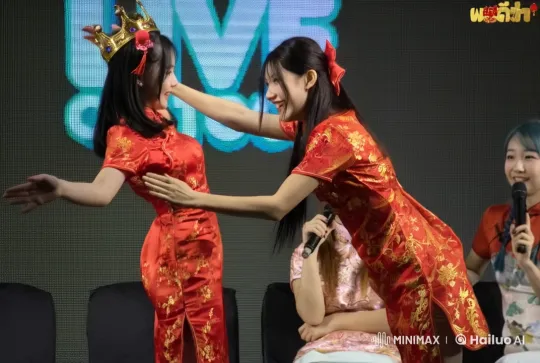 Chinese Women's Lively Kungfu Demonstration on Stage – AI Generated Video | Hailuo AI