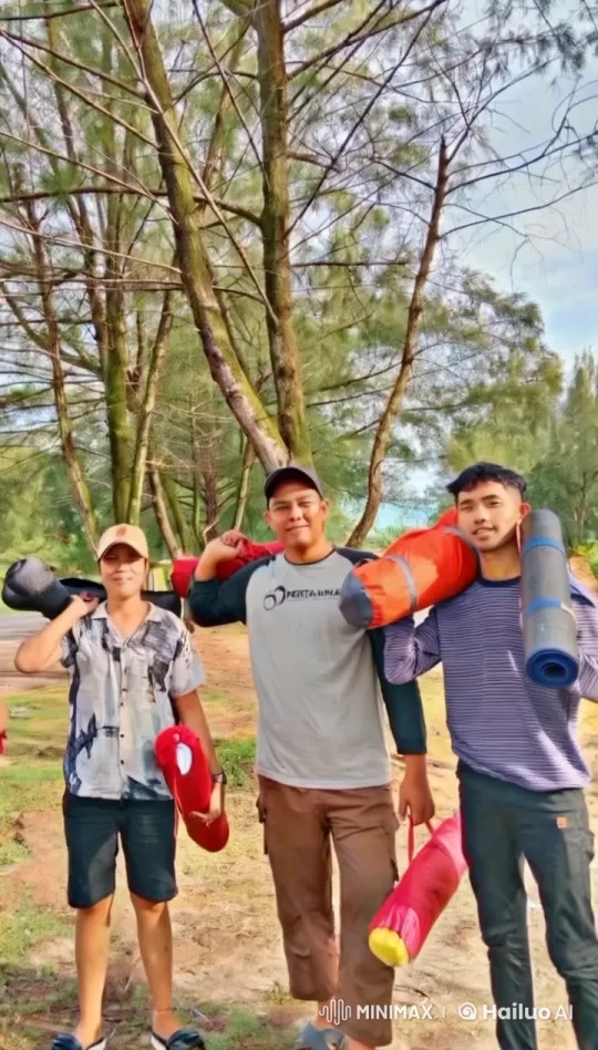 Hikers Carry Camping Gear Through Scenic Forest Path – AI Generated Video | Hailuo AI