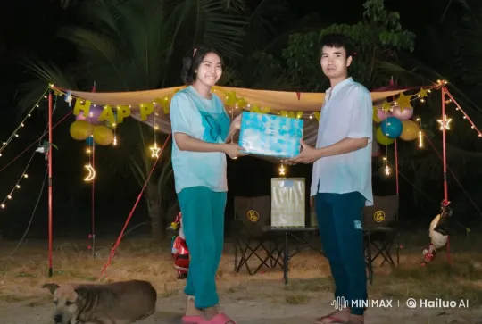 Festive Kung Fu Fight in Decorated Backyard – AI Generated Video | Hailuo AI