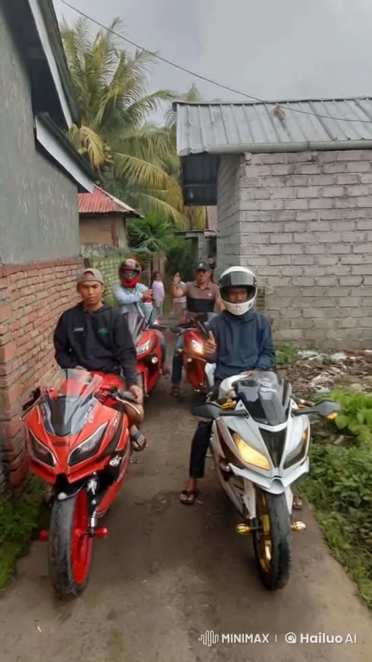 Motorcyclists Prepare for a Ride in an Alleyway – AI Generated Video | Hailuo AI