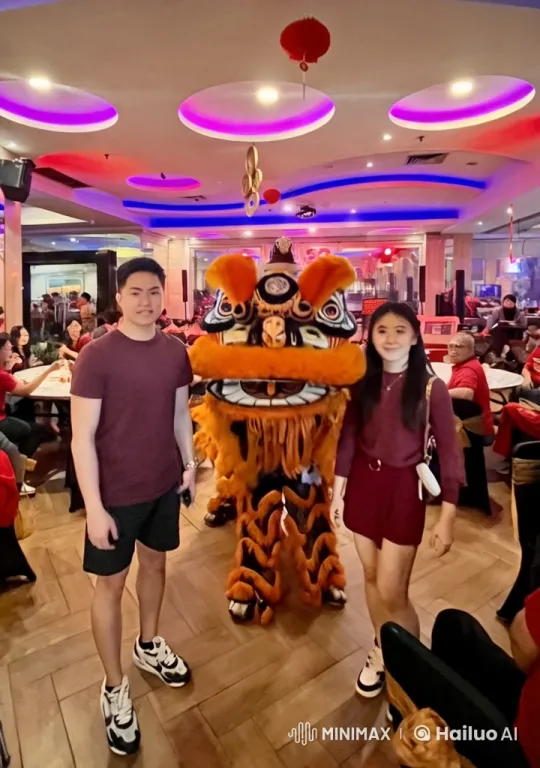 Chinese Lion Dance and Kung Fu Performance at Vibrant Restaurant – AI Generated Video | Hailuo AI