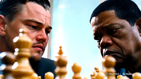 Leonardo DiCaprio and Samuel L. Jackson in Intense Chess Game – AI Generated Video | Hailuo AI