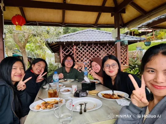 Friends Enjoy Dinner with Kungfu Battle in Garden – AI Generated Video | Hailuo AI
