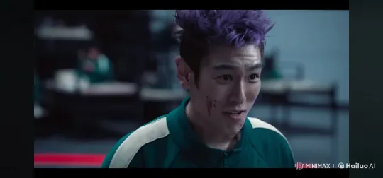 Purple-haired character performs acrobatics in a dimly lit room – AI Generated Video | Hailuo AI