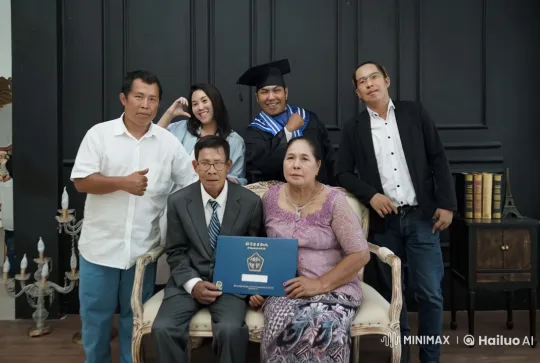 Family Celebrates Graduation with Synchronized Kung Fu Performance – AI Generated Video | Hailuo AI