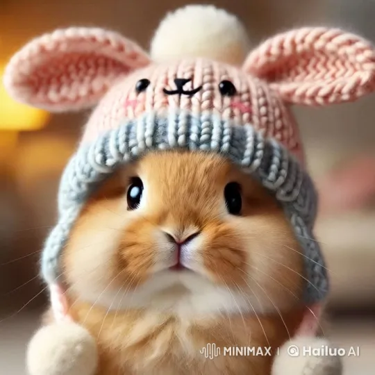 Christmas Caroling Fluffy Bunny in Cozy Room – AI Generated Video | Hailuo AI