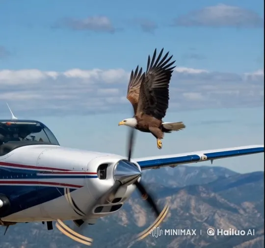 Pilot Battling Eagle Outside Falling Plane – AI Generated Video | Hailuo AI