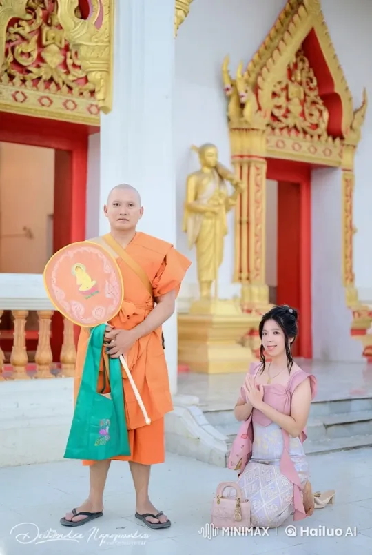 Monk and Woman Display Martial Arts in Temple Setting – AI Generated Video | Hailuo AI