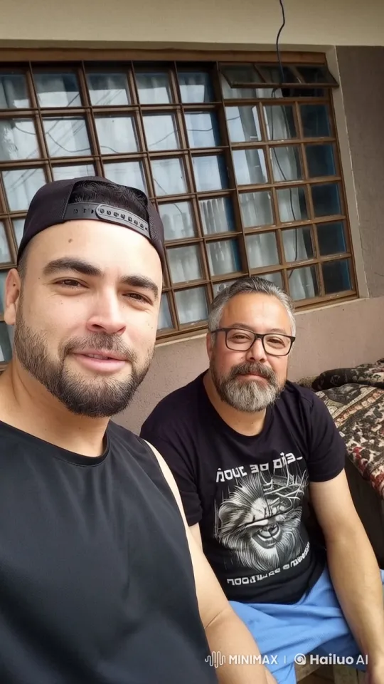 Two Men Passionately Kiss on a Hat-Clad Man's Lap – AI Generated Video | Hailuo AI