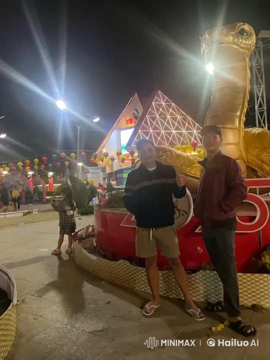 Festive Night with Golden Cobra and Celebration Lights – AI Generated Video | Hailuo AI