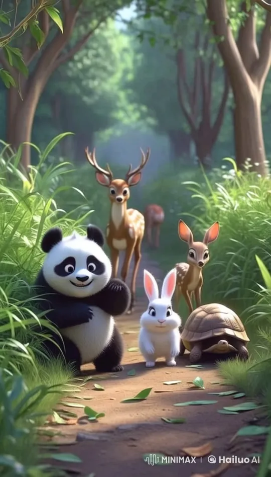 Whimsical Woodland Creatures in a Serene Forest Setting – AI Generated Video | Hailuo AI