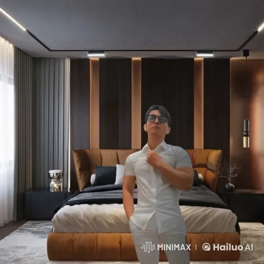 Modern Bedroom Ambiance with Man Preparing – AI Generated Video | Hailuo AI
