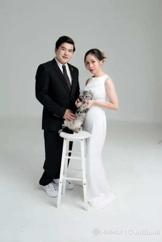 Elegant Couple Performs Dynamic Kung Fu with Cat – AI Generated Video | Hailuo AI