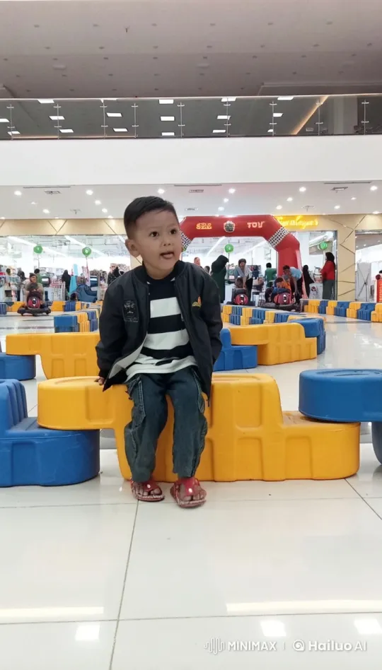 Boy Delighted by Animated Tiger's Hug in Mall – AI Generated Video | Hailuo AI
