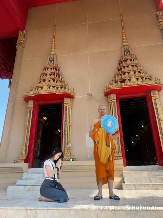 Thai Temple Kung Fu Battle: Monk vs. Woman – AI Generated Video | Hailuo AI