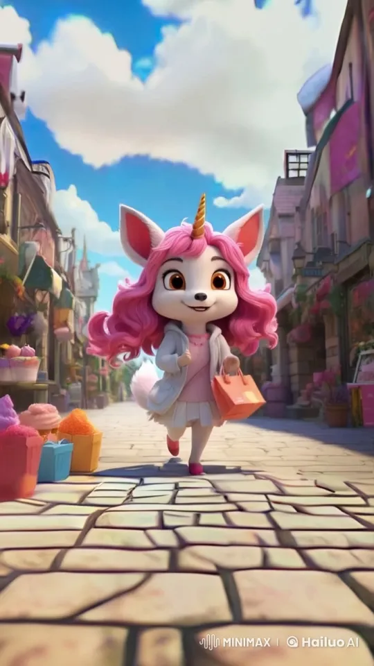 Adventures of [Name], the Fox-Unicorn in a Colorful Village – AI Generated Video | Hailuo AI