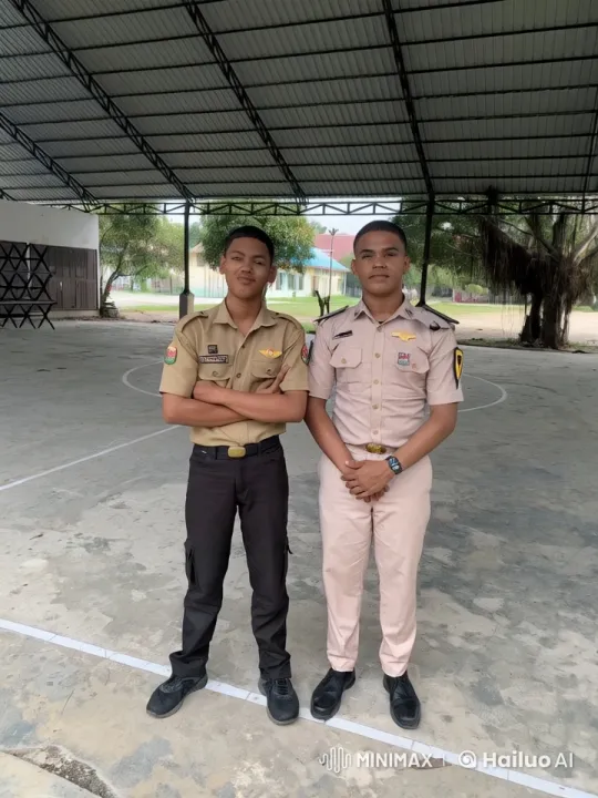 Two Men in Uniforms Stand Still on Concrete Court – AI Generated Video | Hailuo AI