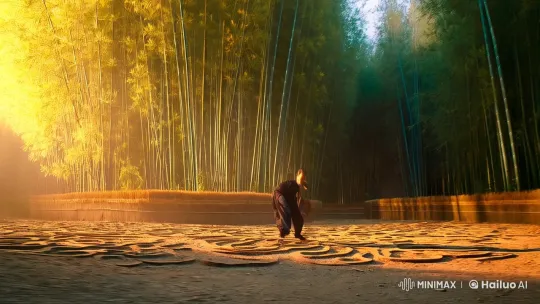Dawn Kung Fu Master in Bamboo Forest Harmony – AI Generated Video | Hailuo AI