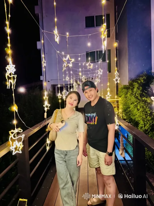 Couple Showcases Impressive Martial Arts Skills on Star-Lit Bridge – AI Generated Video | Hailuo AI