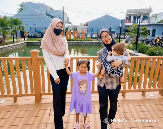 Family Enjoyment: Girl's Kung Fu Leap on Pond Deck – AI Generated Video | Hailuo AI
