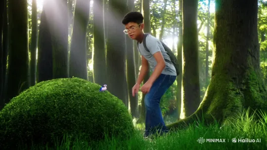 Teenage Boy Meets Curious Creature in Forest – AI Generated Video | Hailuo AI