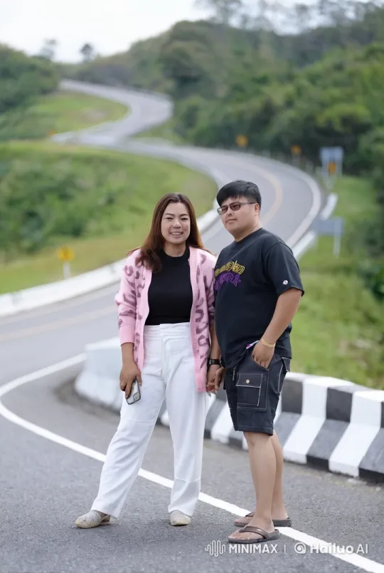 Couple Engages in Intense Martial Arts on Curving Road – AI Generated Video | Hailuo AI