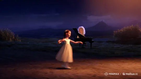 Child Dances Gracefully in Moonlit Beethoven Scene – AI Generated Video | Hailuo AI