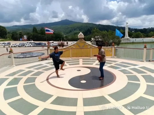 Martial Artists Display Kung Fu on Yin-Yang Platform – AI Generated Video | Hailuo AI