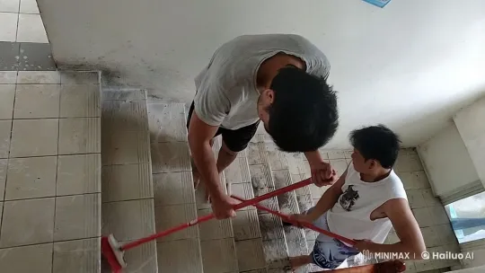 Stairs Cleaning Turns into Physical Altercation – AI Generated Video | Hailuo AI
